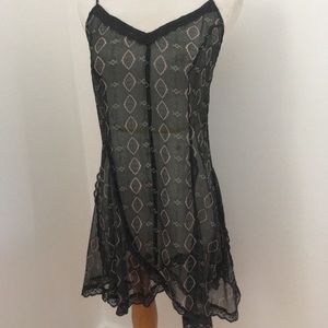 Free People Intimates Trapeze Lace Trim Black Slip